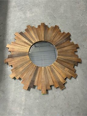Sunburst Wooden Wall Mirror - Gold Finish